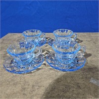 4 Janice ice blue cups/saucers