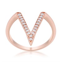 Gold-pl. .20ct White Sapphire V-shape Ring