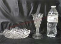 The Leader Washington PA Vase & Crystal Dish
