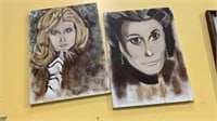 2 original paintings on canvas - women portraits