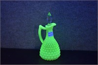 Fenton Vaseline Glass Hobnail Decanter