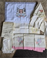 Lot Of Vintage Embroidered Linens