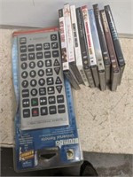 GROUP OF DVDS, XL REMOTE