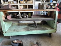 Green Work Bench on Casters With