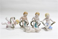 Lots of 5 Ceramic Cupids