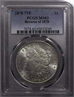 1878-P Morgan Dollar 7TF REVERSE OF 1878 PCGS MS62