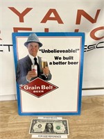 Vintage grain belt beer cardboard easel back