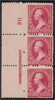 USA #249 IMPRINT PLATE# STRIP OF 3 MINT FINE-VF LH