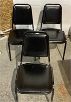 3 Vinyl Black Chairs Metal Frame