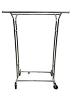 Metal Foldable Double Clothing Rack With Wheels