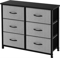 AZL1 Life Concept 6 Drawers Fabric, Black/White