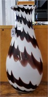 Brown And White Art Glass Vase 17" Tall