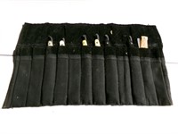 7 Straight Razors in cloth holder