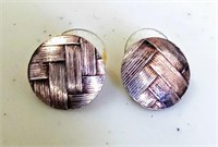 Sterling Silver Basket Weave Earrings 4 grams