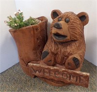 WOODEN "BEAR & BOOT" WELCOME SIGN