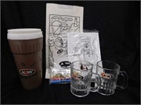 A&W Root Beer: Two 1980's glass baby mugs -