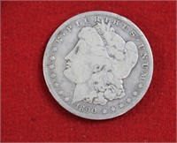 1890O Morgan silver dollar