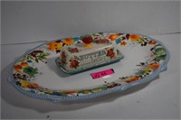 Pioneer Woman Platter 21" & Butter Dish