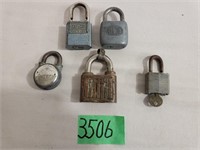 5 – Vintage Padlocks, Most without Keys