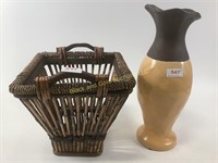Flower vase & bamboo basket