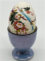 Painted Egg Signed and Holder