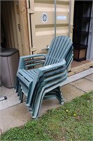 5 PLASTIC DECK CHAIRS - FADED