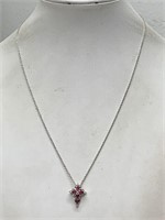 NEW STERLING SILVER & AFRICAN RUBY NECKLACE