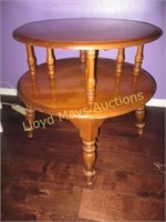 Mid Century Maple Spindle Tiered Table