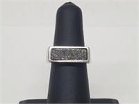 .925 Sterling Silver Black Crystal Ring