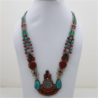 Tibet Natural Stone Tribal Queen Royal Necklace