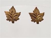 Maple Leaf Sterling Signed EMC Canada Earrings