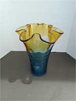 Orange & Blue Blown Glass Vase