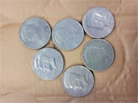 6 PC KENNEDY HALF DOLLARS