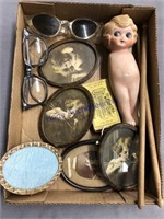 SMALL CUPID PICTURES, OLD GLASSES, DRUMSTICKS