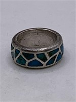 STERLING SILVER& STONE INLAY RING