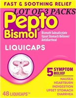 LOT OF 3 PACKS - Pepto Bismol Liquicaps, Upset Sto