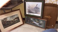 Three framed prints, two are numbered and signed