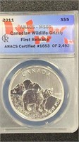2011 ANACS MS69 Canadian Wildlife - Grizzly