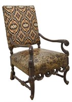 BAROQUE STYLE HIGHBACK LEATHER SEAT ARMCHAIR