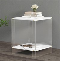 Sanyoac White Side Table Modern, Acrylic Side