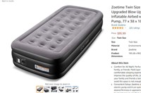 Zoetime Twin Size Air Mattress Upgraded Blow Up
