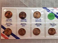 1982 Lincoln Cents 7 Variety Set