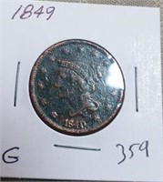 1849 Large One Cent G