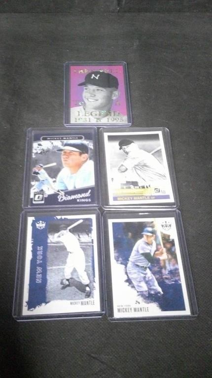 MICKEY MANTLE LOT X 5 DIFFERENT BASEBALL CARDS