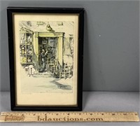 Curiosity Shop Colored Lithograph Artist Signed