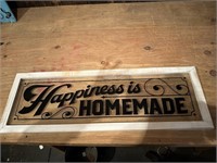 Happiness is Homemade Glass sign