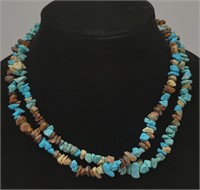 2-Strand Unpolished Turquoise Necklace
