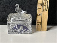 Vintage Hofbauer Crystal Bird Trinket Box