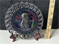 LE Smith Carnival Glass Plate Abraham Lincoln