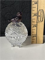 Vintage Crystal Bird Trinket Dish